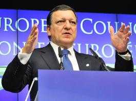 EU-Kommissionspr�sident Jos� Manuel Barroso bei der Vorstellung der ersten Ergebnisse des Gipfels in Br�ssel.&copy; EbS