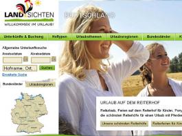 Webseite des Buchungsportals f�r Urlaub auf dem Land, Landsichten.de&copy; Landtourismus Marketing GmbH
