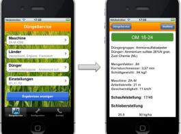 Eingabemaske (links) und Ergebnisliste (rechts) des App D�ngeService auf dem IPhone &copy; Amazone