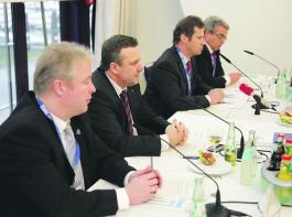 Fachverbandsvertreter im Pressegespr�ch (von links): Hendrik Becker, Hans Friedmann, Josef Pellmeyer und Dr. Claudius da Costa Gomez.&copy; Fachverband Biogas