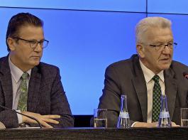 Landwirtschaftsminister Peter Hauk (links) und Ministerprsident Winfried Kretschmann prsentierten die ausgewhlten Musterregionen.
